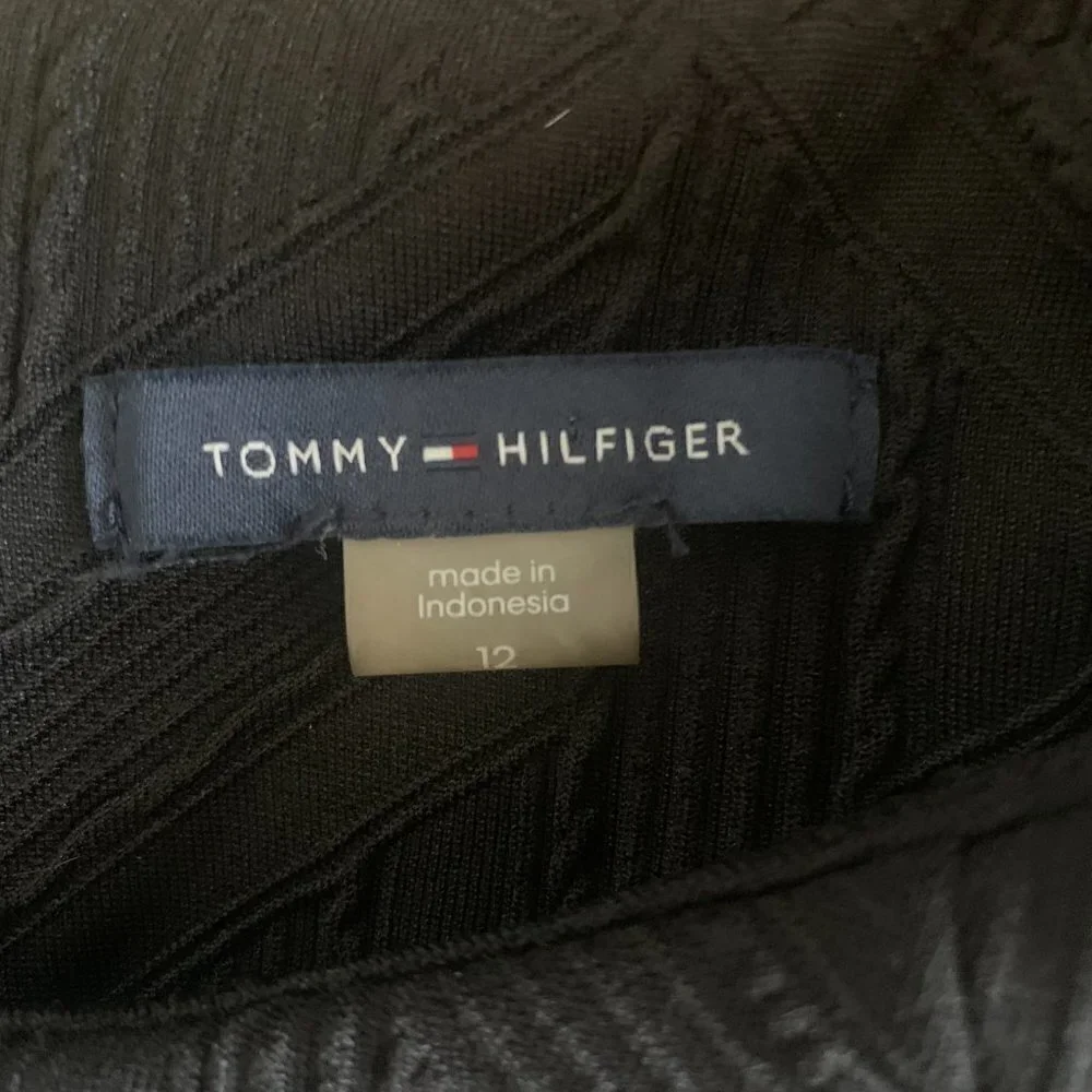 Tommy Hilfiger Textured Knit‎ Short Sleeve Dress Sz 12 Black 134B